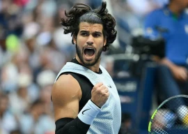 carlos alcaraz celebrates his victory over tommy paul of the us during their us open round of 16 match photo afp