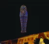 a drone light show depicts ancient pharaoh king tutankhamen s sarcophagus during the opening ceremony of the grand egyptian museum gem near the giza pyramid complex in giza egypt photo reuters