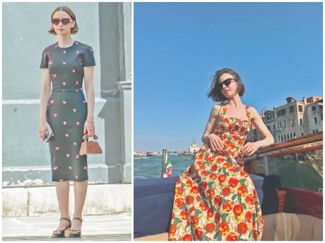 lily collins poses in two styles of her fresh wardrobe which will feature in the upcoming season 5 of netflix s emily in paris photo courtesy lily collins instagram lily collins poses in two styles of her fresh wardrobe which will feature in the upcoming season 5 of netflix s emily in paris photo courtesy lily collins instagram