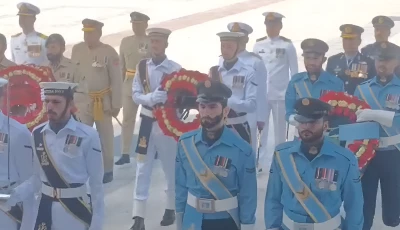 ceremony to commemorate pakistan day at mazar e quaid in karachi photo express