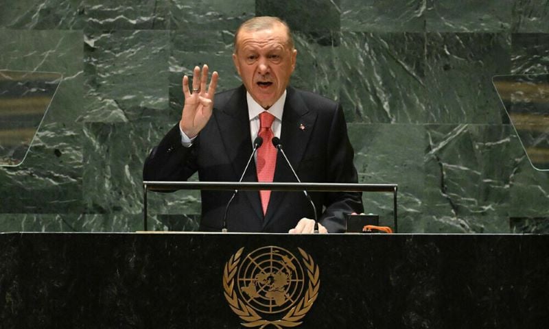 turkey s president recep tayyip erdogan speaks during the 79th session of the united nations general assembly at the united nations headquarters in new york city on september 24 2024 photo afp