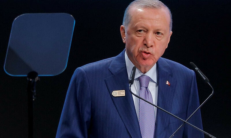 turkish president tayyip erdogan delivers a statement during the united nations climate change conference cop29 in baku on november 12 photo reuters