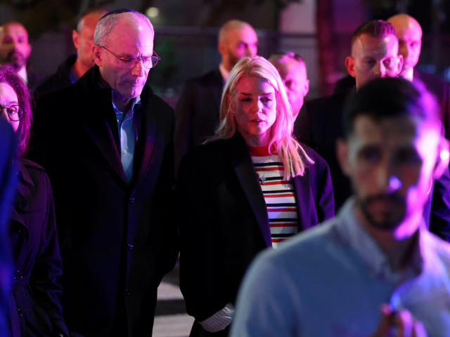 US attorney general Pam Bondi and Israeli ambassador to the US Yechiel Leiter visit the scene of the shooting. Photograph: Jonathan Ernst/Reuters
