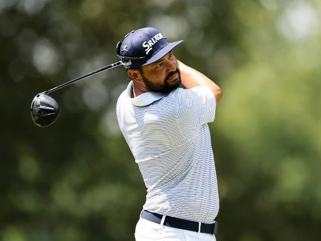 j j spaun hits a tee shot on the seventh hole during the final round of the fedex st jude championship 2025 at tpc southwind photo afp