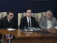 press conference in islamabad by pti chairman barrister gohar ali khan senior leader salman akram raja and former national assembly speaker asad qaiser source x