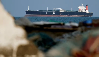 an lpg gas tanker at anchor as traffic is down in the strait of hormuz amid the u s  israeli conflict with iran in shinas oman march 11 2026 reuters