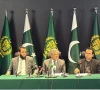 federal ministers talal chaudhry azam nazeer tarar and attaullah tarar address a joint press conference saying pakistan s interests remain paramount march 10 2026