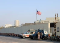 police and paramilitary vehicles stand outside the u s consulate general a day after a protest following news of u s and israeli strikes on iran that killed supreme leader ayatollah ali khamenei in karachi pakistan march 2 2026 reuters