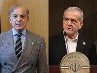 pm shehbaz right holds talks with iranian president masoud pezeshkian left on us iran ceasefire