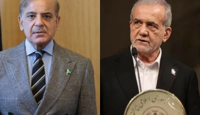 pm shehbaz right holds talks with iranian president masoud pezeshkian left on us iran ceasefire