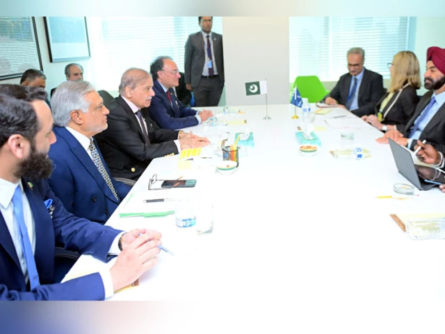 prime minister muhammad shehbaz sharif meets president world bank ajay banga on the sidelines of 80th session of the united nations general assembly source x