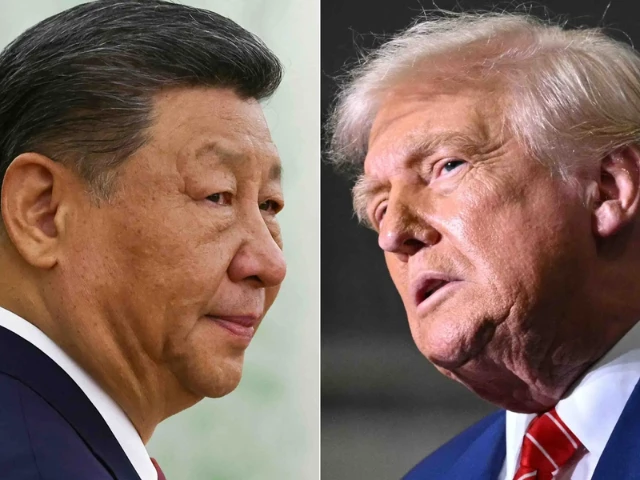 this combination of pictures created on june 05 2025 shows l r chinese president xi jinping at the kremlin in moscow on may 8 2025 and us president donald trump at us steel   irvin works in west mifflin pennsylvania may 30 2025 afp