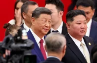 chinese president xi jinping and north korean leader kim jong un arrive for a reception marking the 80th anniversary of the end of world war two at the great hall of the people in beijing china photo reuters