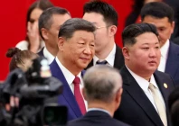 chinese president xi jinping and north korean leader kim jong un arrive for a reception marking the 80th anniversary of the end of world war two at the great hall of the people in beijing china photo reuters
