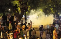 police use teargas to control the crowd during the ongoing protest of cockroach janata party cjp two days after thousands of protesters marched towards parliament demanding the resignation of education minister dharmendra pradhan over examination paper leaks at jantar mantar in new delhi india photo reuters