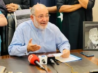 former jamaat e islami ji senator mushtaq ahmad holds press conference in islamabad photo x
