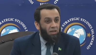information minister attaullah tarar speaking at a seminar at the institute of strategic studies islamabad photo screengrab