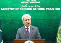 fo spokesperson tahir andrabi addresses a weekly press briefing in islamabad photo screengrab