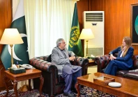 british high commissioner jane marriott called on deputy prime minister and foreign minister ishaq dar at the mofa photo x