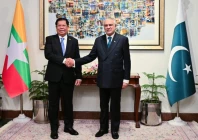 foreign minister fm senator ishaq dar and the myanmar foreign minister than swe photo app