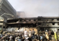 affected shopkeepers are left stunned after witnessing scenes of destruction at gul plaza photo express