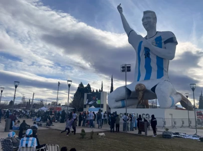 in a patagonia town with an 85 foot messi statue argentines celebrate reaching world cup final in a patagonia town with an 85 foot messi statue argentines celebrate reaching world cup final