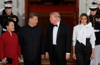 us president donald trump and first lady melania trump welcome chinese president xi jinping and his wife peng liyuan at the north portico of the white house for a state dinner in washington dc us photo reuters