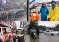 rain in karachi triggers urban flooding disrupting traffic photo express
