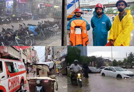 rain in karachi triggers urban flooding disrupting traffic photo express