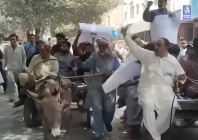 traders brought along horse carts and donkey carts as part of their protest photo x