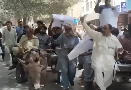 traders brought along horse carts and donkey carts as part of their protest photo x