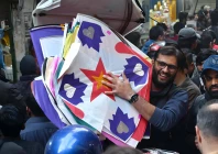 a large number of people selecting and purchasing the kites to celebrate the upcoming three day kite flying festival basant at local market in the provincial capital photo app
