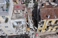a drone view shows an old building partially collapsed following an explosion in the plaka area which is popular with tourists in central athens greece photo reuters