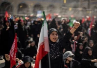 a girl shouts slogans during a public farewell ceremony for late supreme leader ayatollah ali khamenei at the imam khomeini grand mosalla in tehran iran photo reuters