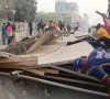 under construction brt bridge structure collapses in karachi s gulshan e iqbal photo express