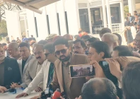k p cm afridi speaking to the media outside the supreme court photo x