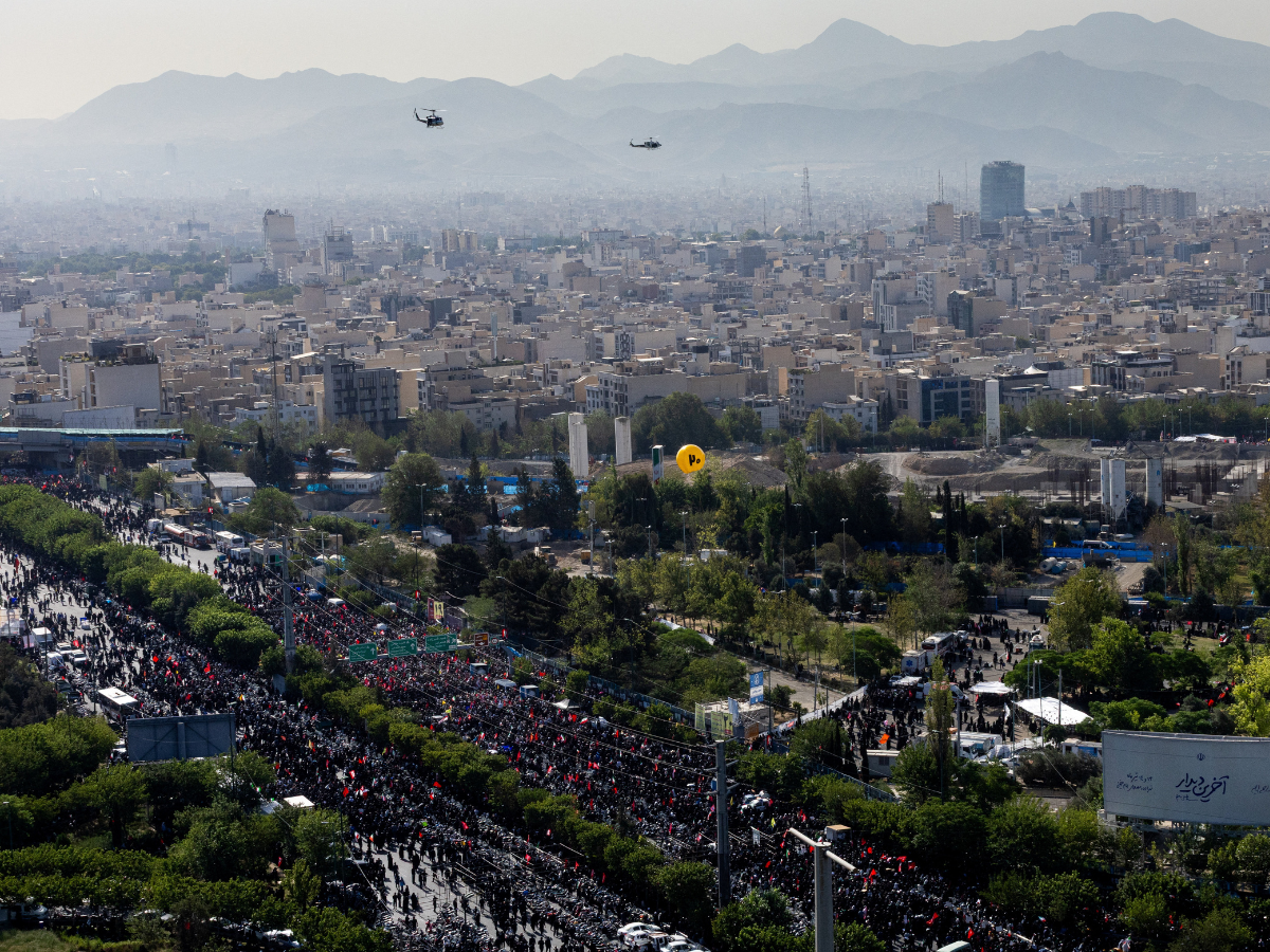 Mourners attend a prayer during a public farewell ceremony to pay their respects to late Supreme Leader Ayatollah Ali Khamenei at the Imam Khomeini Grand Mosalla, in Tehran, Iran. Photo: Reuters