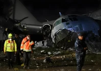 a bolivian military cargo plane carrying banknotes crashed while landing near the capital city of la paz on friday photo afp
