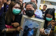 family members react as they receive the body of a victim at the police hospital morgue following a deadly fire at a pub in bangkok thailand photo reuters
