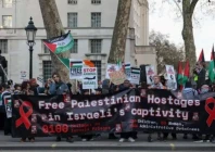 pro palestine demonstrators gather outside downing street to protest a proposed israeli law that would allow the death penalty for palestinian prisoners in london united kingdom on march 31 2026