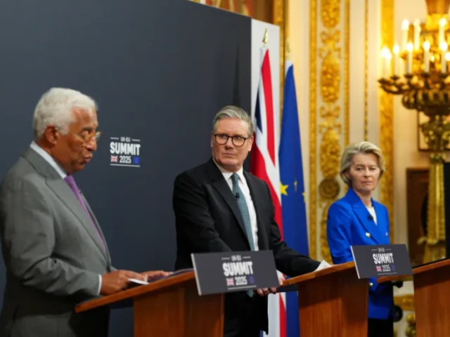 european council president antonio costa britain s prime minister keir starmer and president of the european commission ursula von der leyen attend a press conference at the uk eu summit photo reuters european council president antonio costa britain s prime minister keir starmer and president of the european commission ursula von der leyen attend a press conference at the uk eu summit photo reuters