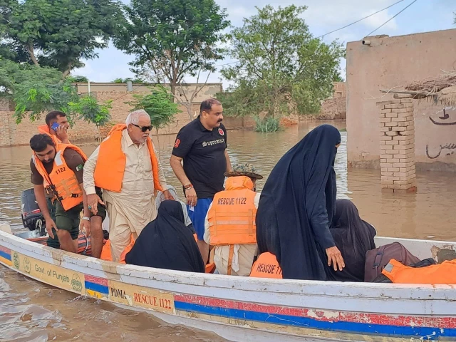 district administration and pdma punjab s disaster response force in jhang evacuate people to safe locations photo x