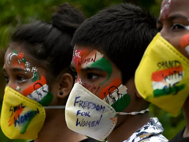 students protest the alleged gang rape of a 19 year old woman in india s uttar pradesh state afp