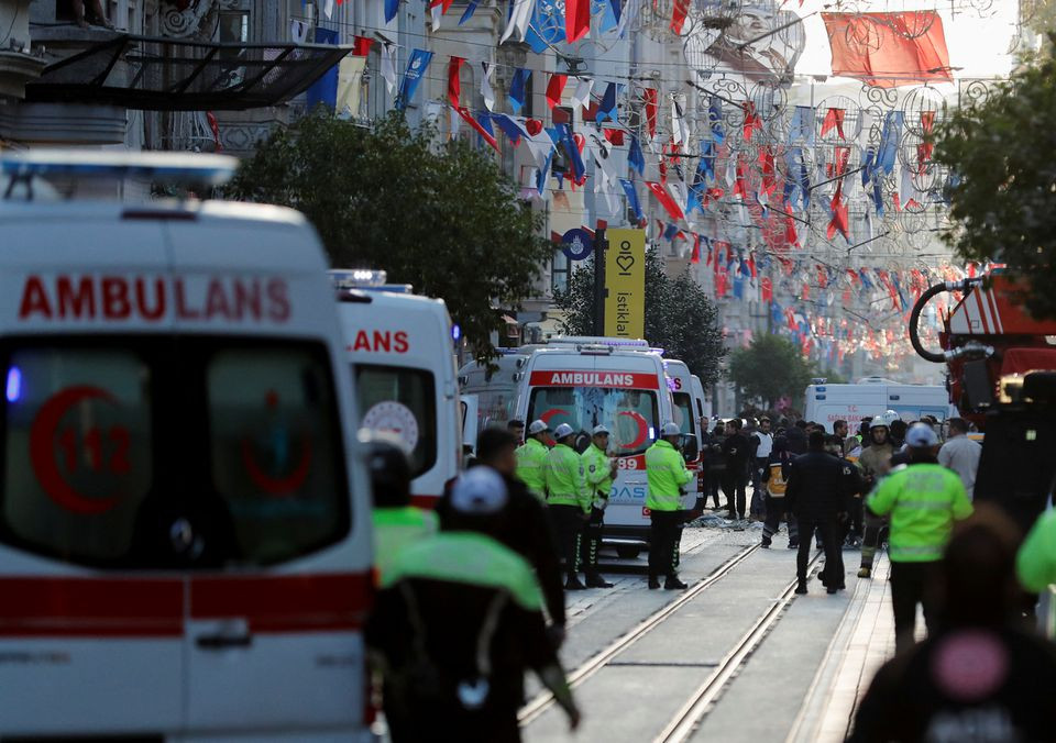 police works at the scene after an explosion on busy pedestrian istiklal street in istanbul turkiye november 13 2022 photo reuters