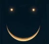 cosmic emoji venus saturn and moon to form smiley face in sky on april 25