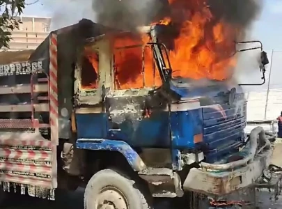 transporters protest block entry points after trucks set on fire in karachi transporters protest block entry points after trucks set on fire in karachi