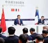 chinese president xi jinping and his french counterpart emmanuel macron jointly meet the press in paris france may 6 2024 xinhua yin bogu
