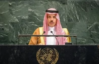 saudi foreign minister prince faisal bin farhan addresses the 81st session of the united nations general assembly at the un headquarters in new york on saturday photo anadolu agency