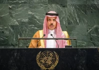 saudi foreign minister prince faisal bin farhan addresses the 81st session of the united nations general assembly at the un headquarters in new york on saturday photo anadolu agency