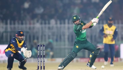 sahibzada farhan in action against sri lanka during the third t20i of tri series at rawalpindi stadium photo pcb